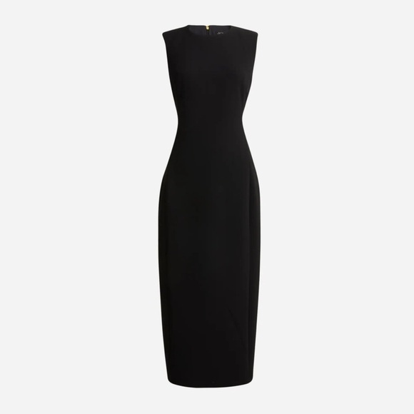 J. Crew Dresses & Skirts - J. Crew Black Sleeveless Sheath Dress in Drapey Crepe Padded Shoulders Midi Sz 2
